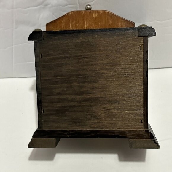 Vintage Wooden Clock Cork Coaster Set Holder 6 Piece Brown Wood Cup 5" - Picture 5 of 16